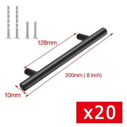 20-pack black brushed stainless steel T-bar cabinet pull, 200mm length with 128mm center on Tampa Home & Garden Store