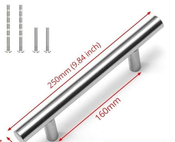 Stevvex 20 pcs brushed stainless steel T-bar cabinet pulls 250mm on Tampa Home & Garden Store