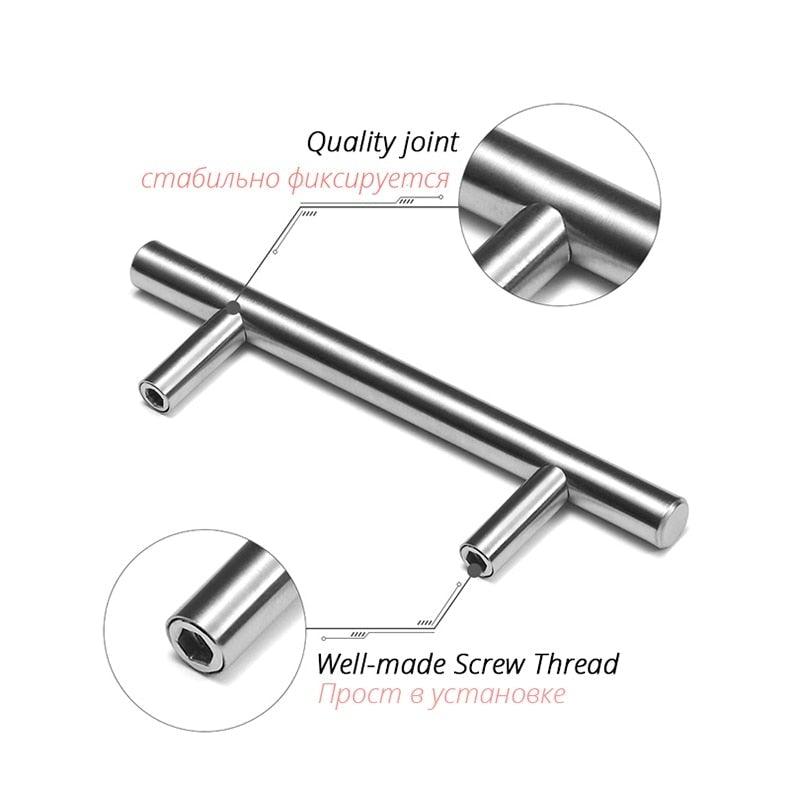 Brushed stainless steel T-bar cabinet pull set, 20 pieces, 76mm & 96mm lengths on Tampa Home & Garden Store