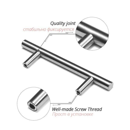Brushed stainless steel T-bar cabinet pull set, 20 pieces, 76mm & 96mm lengths on Tampa Home & Garden Store