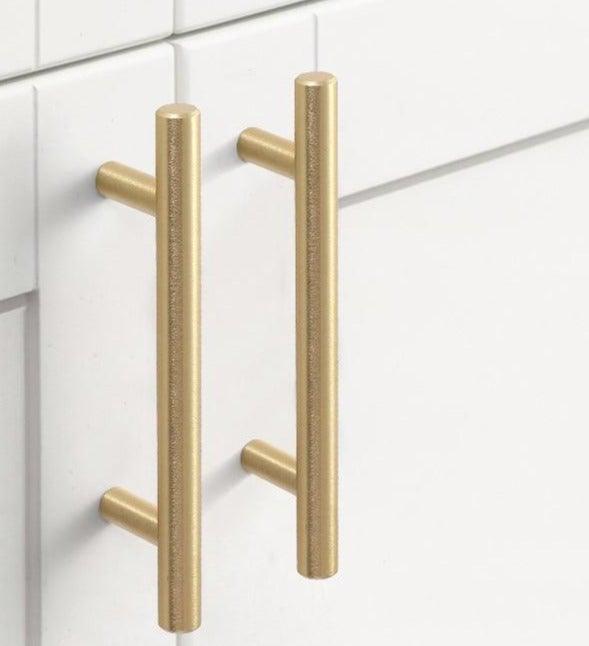 Brushed gold stainless steel T-bar cabinet handles pair by Stevvex on Tampa Home & Garden Store
