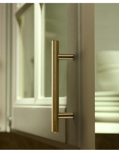 Brushed gold stainless steel T-bar cabinet door pull 76mm 96mm kitchen cabinet handles on Tampa Home & Garden Store