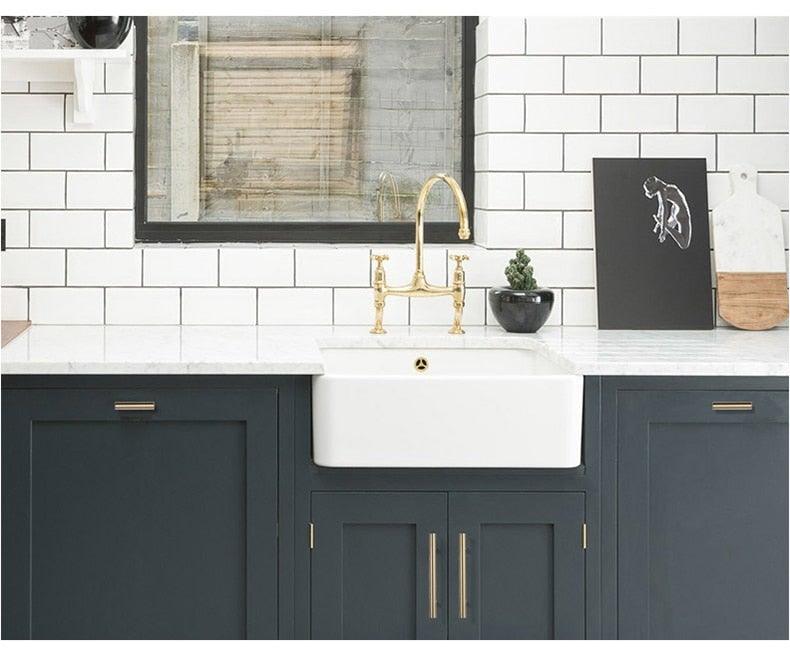 Stevvex 20-pc brushed gold stainless steel T-bar cabinet handles set (76mm, 96mm) on Tampa Home & Garden Store