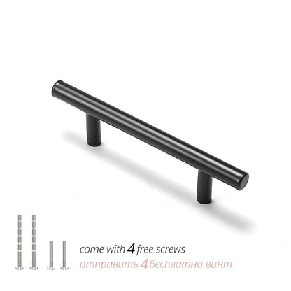 Stevvex black brushed stainless steel T-bar cabinet pull with two mounting posts, 76mm/96mm on Tampa Home & Garden Store