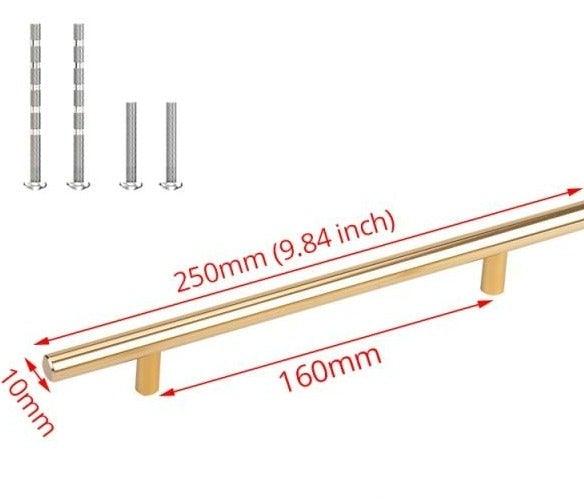 20 pcs brushed gold stainless steel T-bar cabinet handles set with 250mm and 76/96mm spacing on Tampa Home & Garden Store