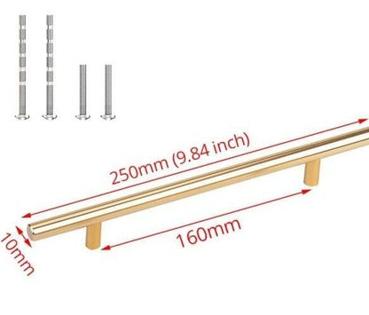 20 pcs brushed gold stainless steel T-bar cabinet handles set with 250mm and 76/96mm spacing on Tampa Home & Garden Store