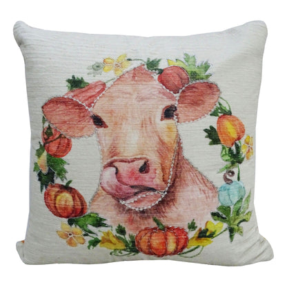 Vibhsa fall decorative throw pillow with pumpkin bouquet print on cream background 20x20 on Tampa Home & Garden Store