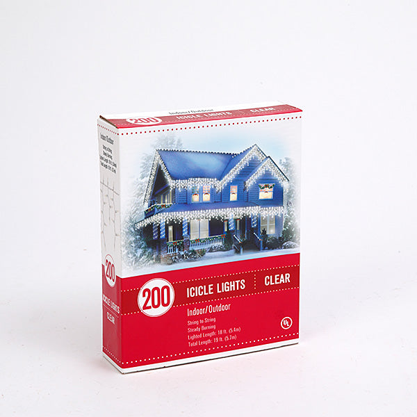 200 Indoor/Outdoor Icicle Lights - Clear Bulb - White Wire - Tampa Home & Garden Store