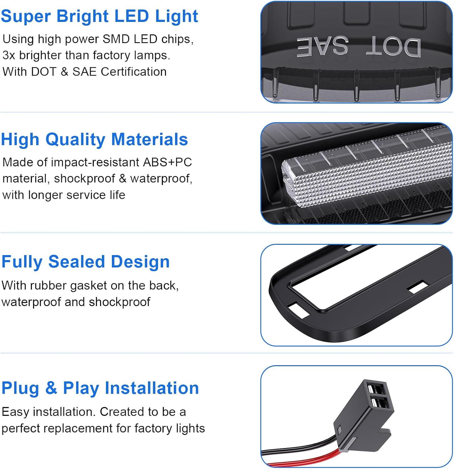 2000-2006 GMC Chevy HD smoked white amber LED roof cab lights by AutoLEDTech.com, plug & play on Tampa Home & Garden Store