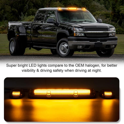 AutoLEDTech.com 2000-2006 GMC HD smoked amber LED roof cab lights on black pickup on Tampa Home & Garden Store