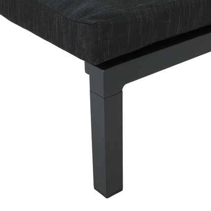 Modern Chaise Lounge dark gray fabric cushion with black metal frame close-up on Tampa Home & Garden Store