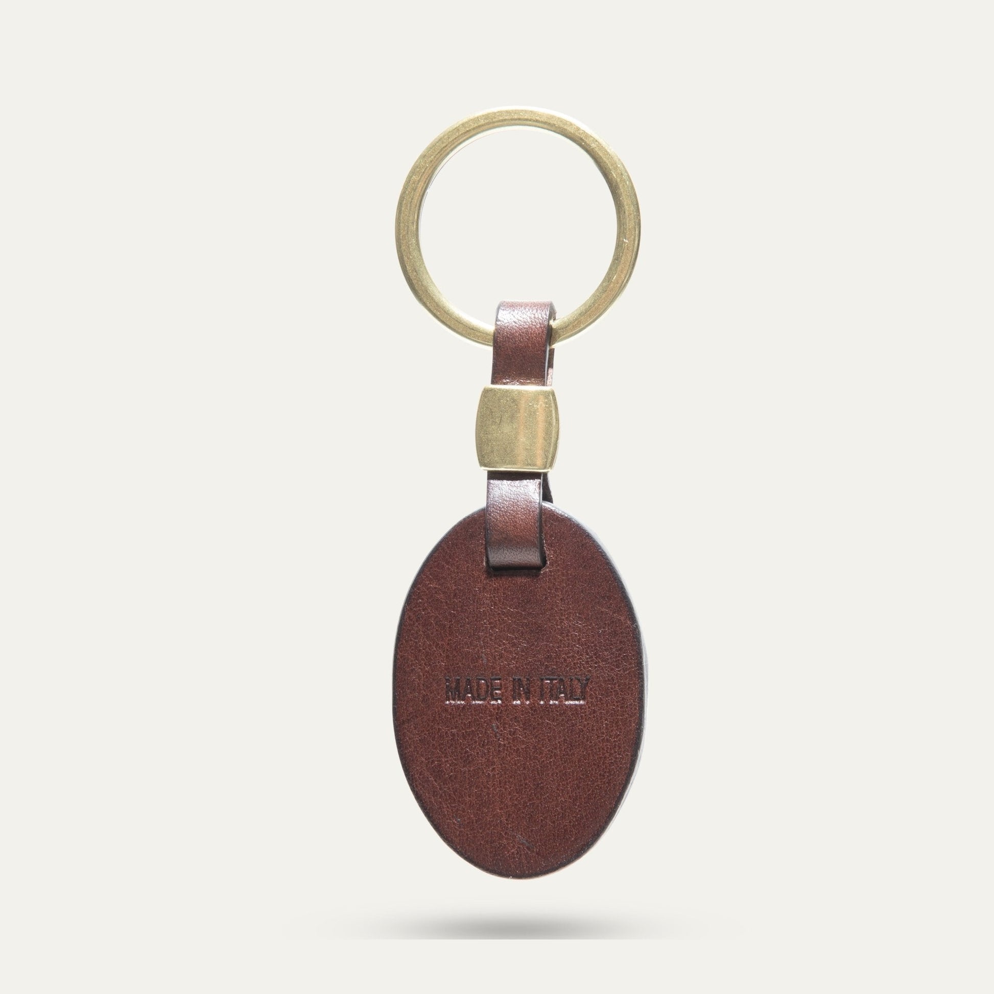 Oval Key Fob by Will Leather Goods with gold ring and burgundy leather strap on Tampa Home & Garden Store