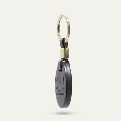 Oval key fob by Will Leather Goods, brass ring with brown leather strap on Tampa Home & Garden Store