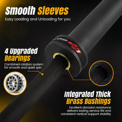 Olympic Barbell 7ft with textured grip and brass bushings, 2000 lb capacity DirectDeals on Tampa Home & Garden Store