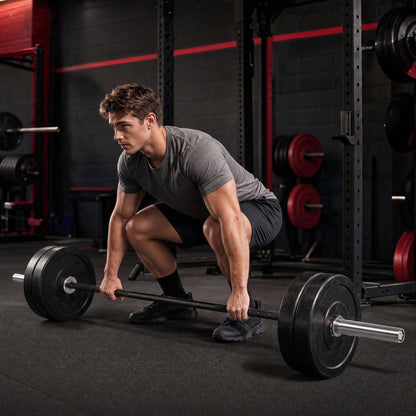 Olympic Barbell DirectDeals, 7ft, 2000 lbs capacity with black weight plates on Tampa Home & Garden Store
