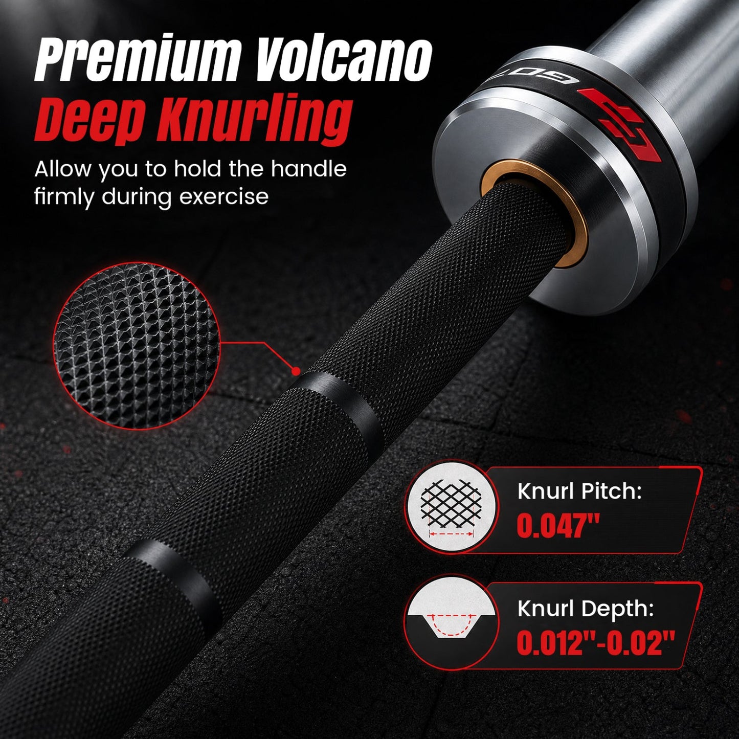 DirectDeals 7ft Olympic Barbell with deep knurling, black knurled grip and silver collar on Tampa Home & Garden Store