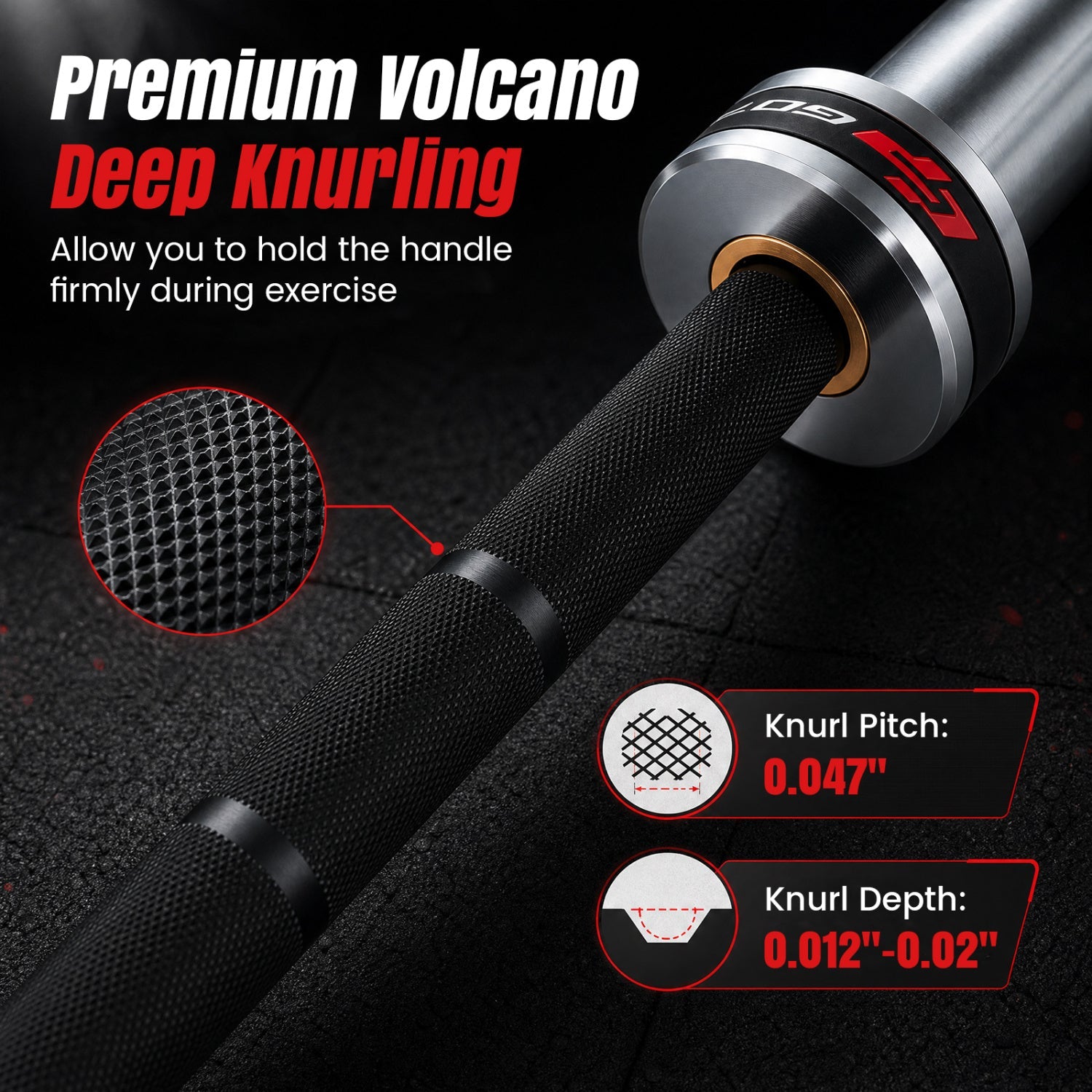 DirectDeals 7ft Olympic Barbell with deep knurling, black knurled grip and silver collar on Tampa Home & Garden Store