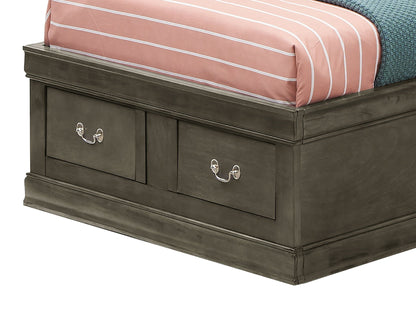 Traditional Style Bookcase Storage Bed with two front drawers in dark espresso finish on Tampa Home & Garden Store
