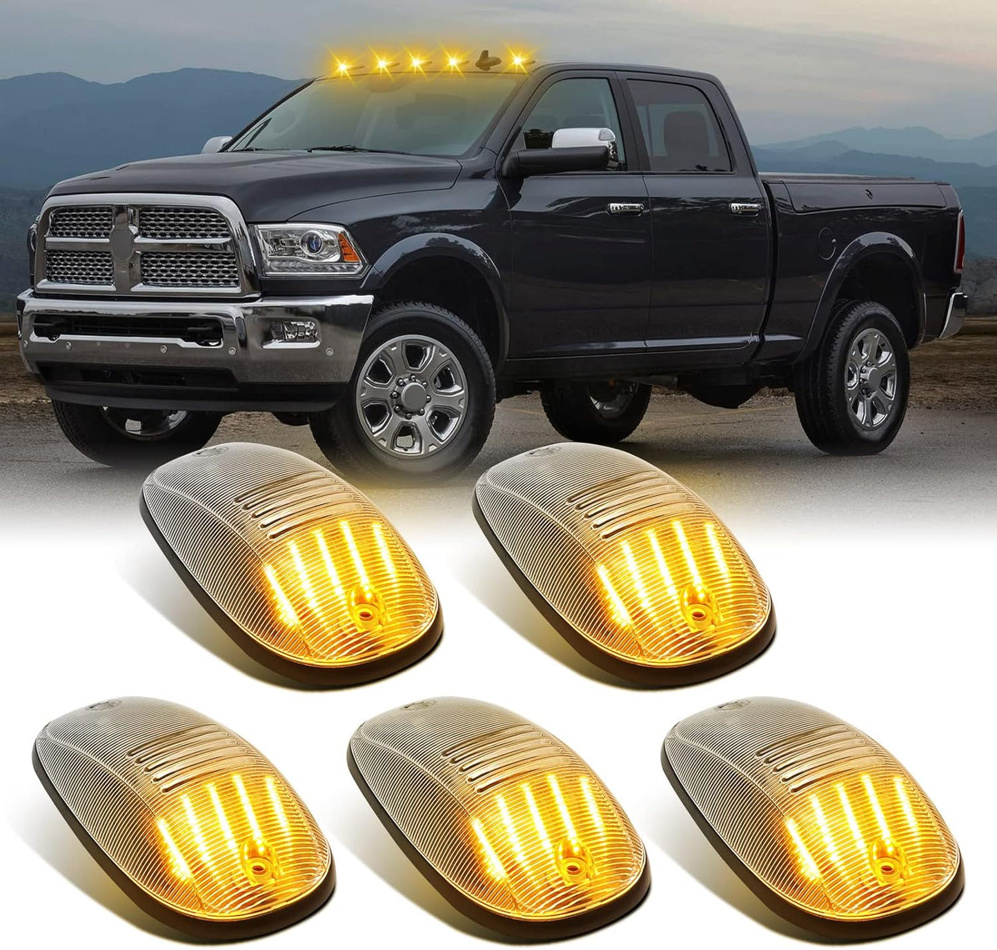 AutoLEDTech.com 2003-2018 Dodge Ram HD smoked clear amber LED roof cab lights 6-pack on Tampa Home & Garden Store