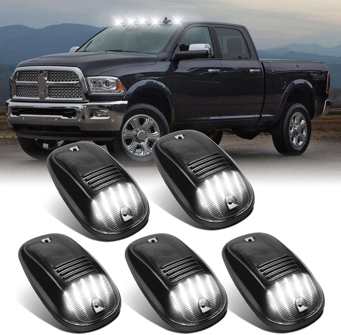 2003–2018 Dodge Ram HD smoked amber/white LED roof cab lights kit, 6-pack on Tampa Home & Garden Store