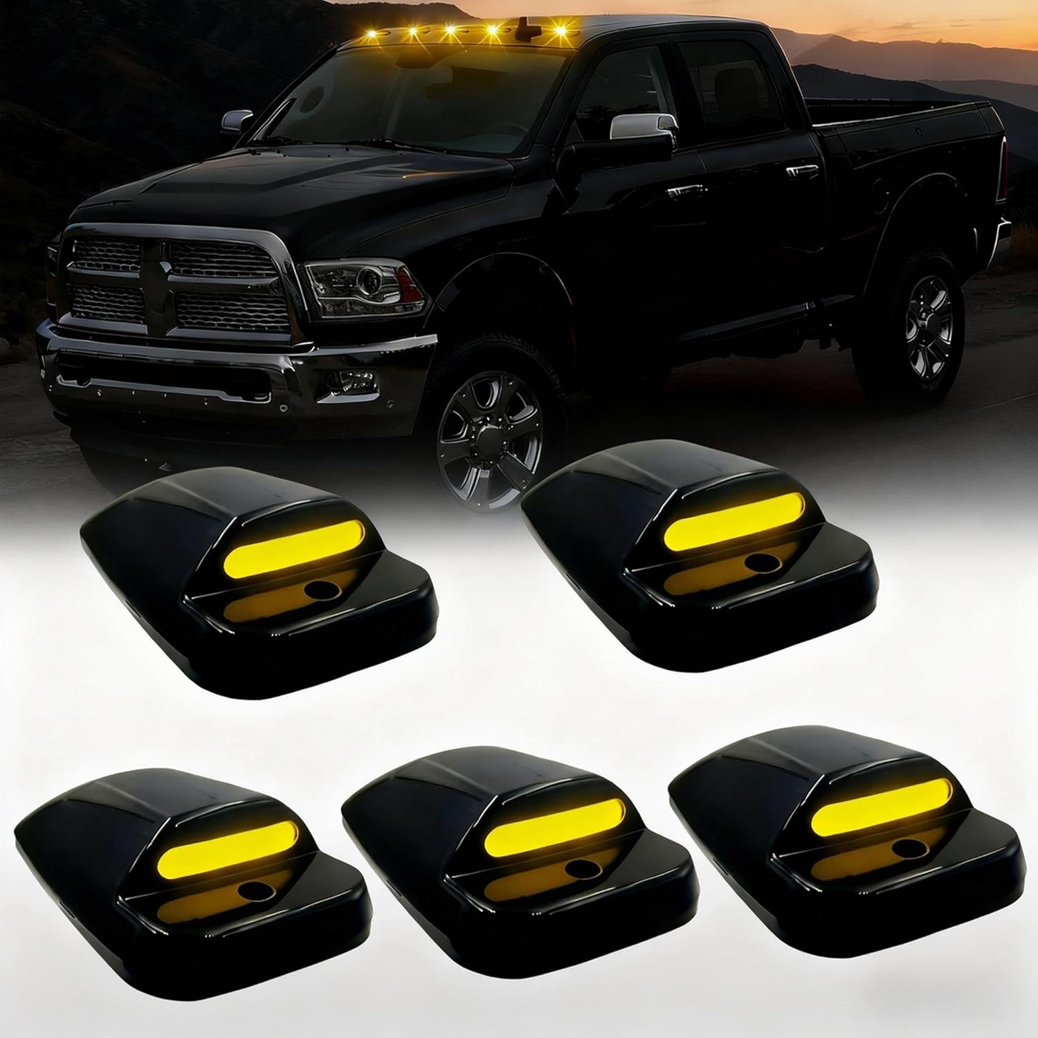 Dodge Ram HD smoked white amber slim-line LED roof cab lights set of 6 AutoLEDTech.com on Tampa Home & Garden Store