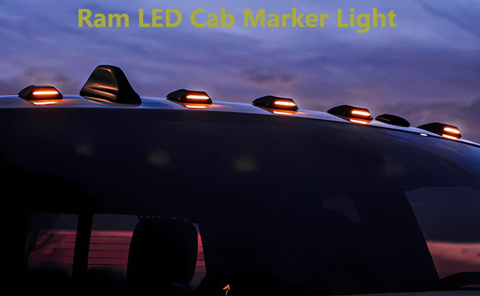 AutoLEDTech.com Dodge Ram HD smoked white amber Slim-Line LED roof cab lights, multiple markers on cab roof on Tampa Home & Garden Store
