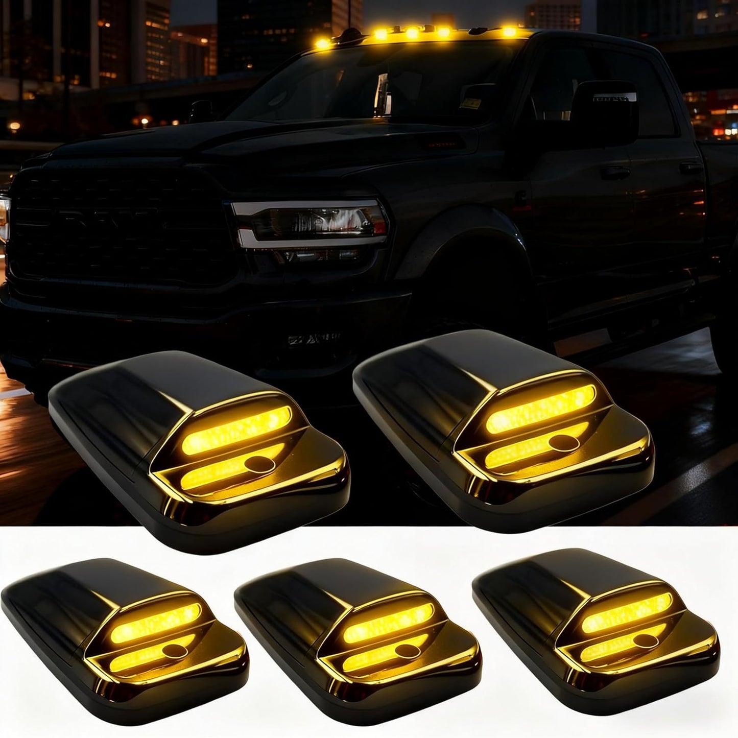 Slim-Line LED roof cab lights for 2003–2018 Dodge Ram HD smoked white amber, set of 6 on Tampa Home & Garden Store
