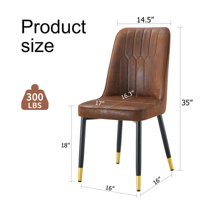 Modern brown faux-leather chair with black metal legs and gold-tipped feet, 300 lbs on Tampa Home & Garden Store
