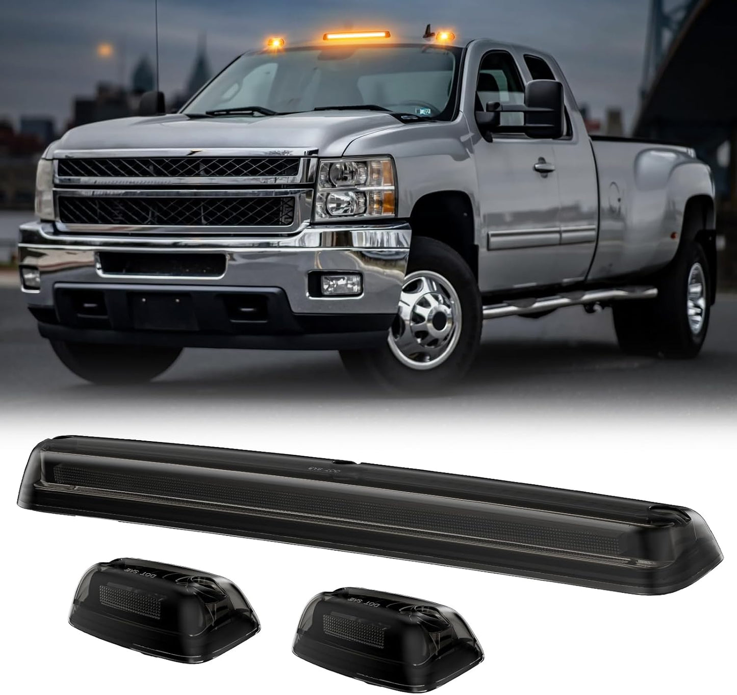 LED roof cab lights smoked white amber for 2007–2014 GMC/Chevy HD, 4-pack on Tampa Home & Garden Store