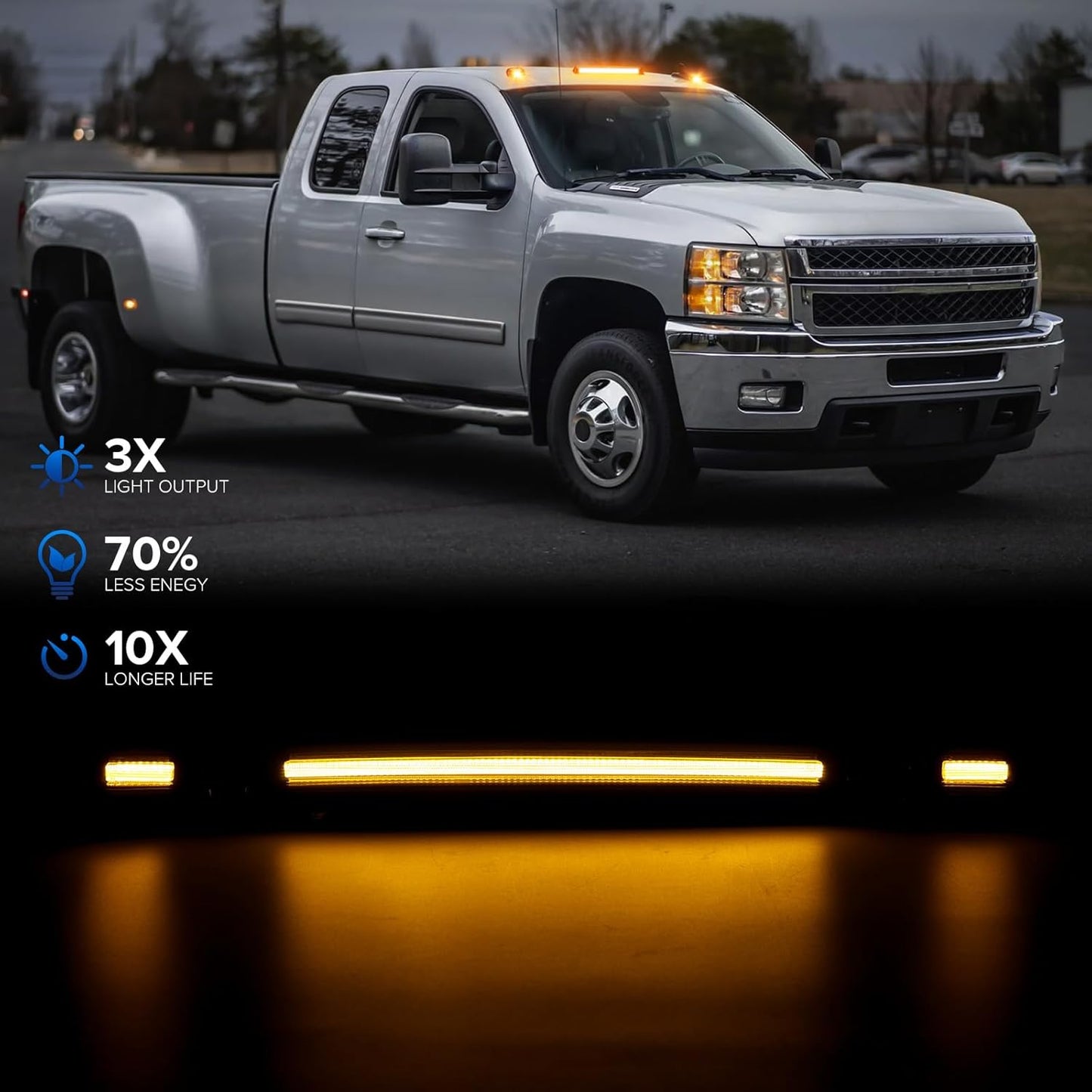 LED roof cab lights smoked white amber for 2007-2014 GMC/Chevy HD, AutoLEDTech.com on Tampa Home & Garden Store