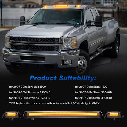 LED roof cab lights smoked white amber for 2007-2014 GMC Sierra Silverado pickup AutoLEDTech.com on Tampa Home & Garden Store