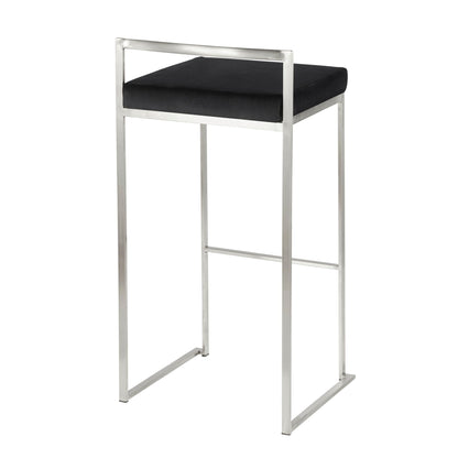 Contemporary stackable barstool with padded black seat and stainless steel frame by HouseOfZazla on Tampa Home & Garden Store