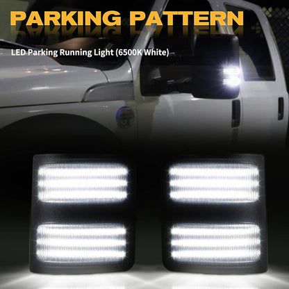 Ford F250 Super Duty switchback LED smoked mirror lights, pair, white 6500K on Tampa Home & Garden Store