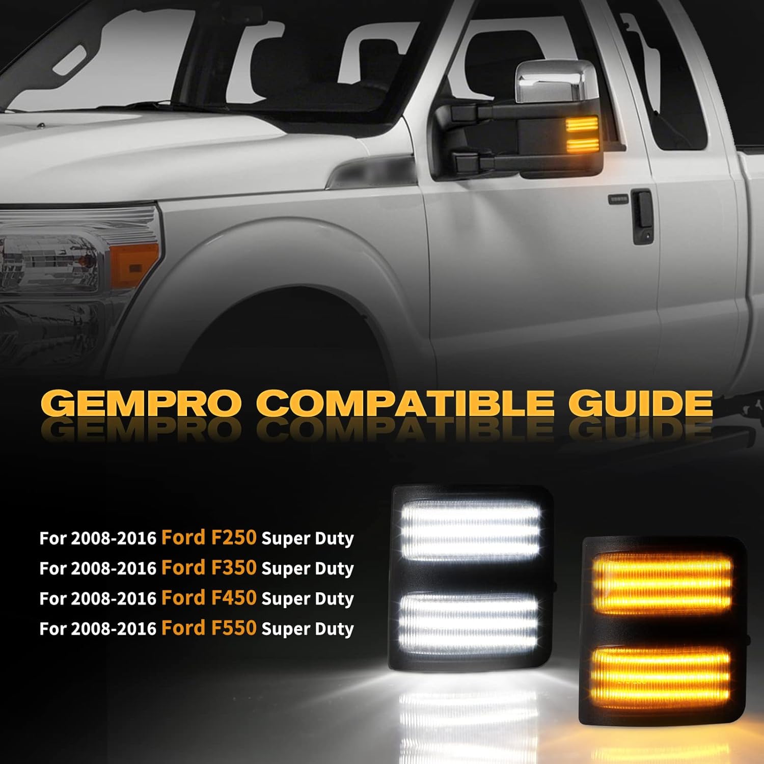 Ford F250 Super Duty switchback smoked mirror lights pair by AutoLEDTech.com 2008-2016 on Tampa Home & Garden Store