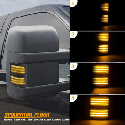 Ford F-250 Super Duty switchback smoked mirror lights by AutoLEDTech; 3row amber sequential on Tampa Home & Garden Store