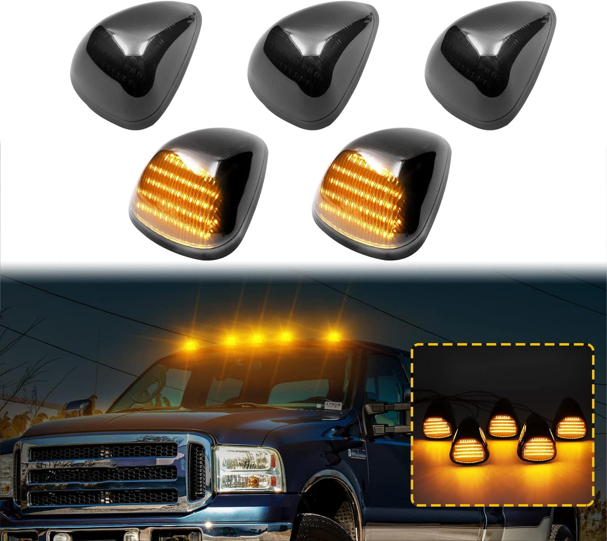 Ford F-250 Super Duty switchback LED smoked mirror lights, 4 smoked housings, 2 amber LEDs on Tampa Home & Garden Store