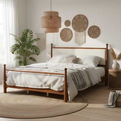 Upholstered King Poplar Bed Frame and Headboard