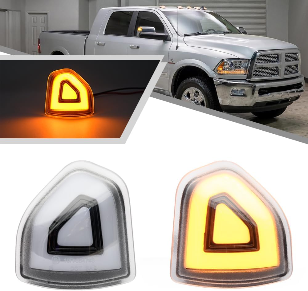 Tow mirror lights for Ram 2009-2022 smoked amber/white LED by AutoLEDTech.com on Tampa Home & Garden Store