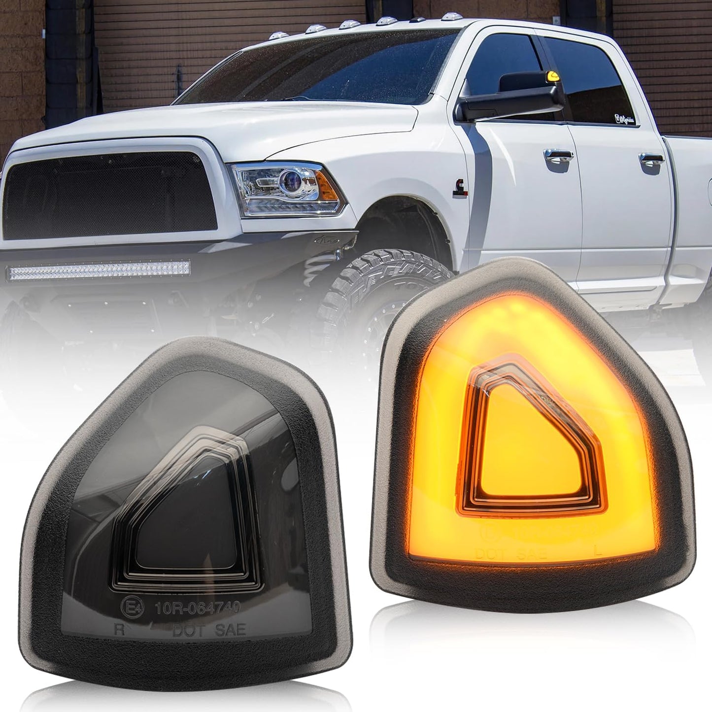 Pair smoked white amber LED tow mirror lights for 2009–2022 Ram 1500/2500 HD AutoLEDTech on Tampa Home & Garden Store
