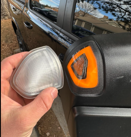 Tow mirror light for Ram 2009-2022, smoked white amber LED, exterior replacement lens AutoLEDTech.com on Tampa Home & Garden Store