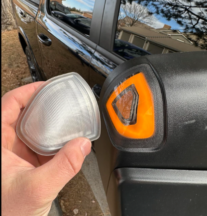 Tow mirror light for Ram 2009-2022, smoked white amber LED, exterior replacement lens AutoLEDTech.com on Tampa Home & Garden Store