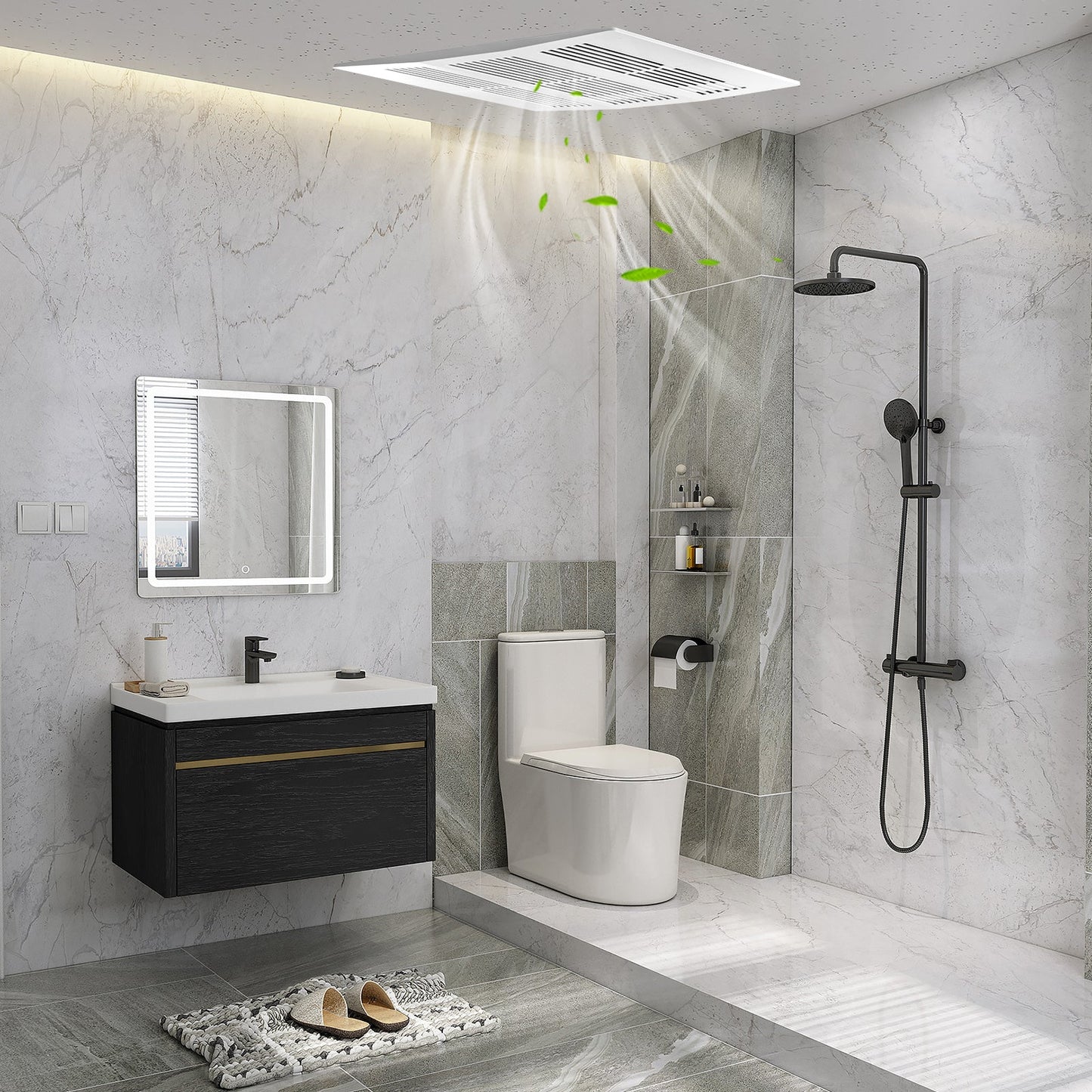 Ventilador extractor de baño de 200 CFM con carcasa metálica y conducto de 6 pulgadas para 200 pies cuadrados