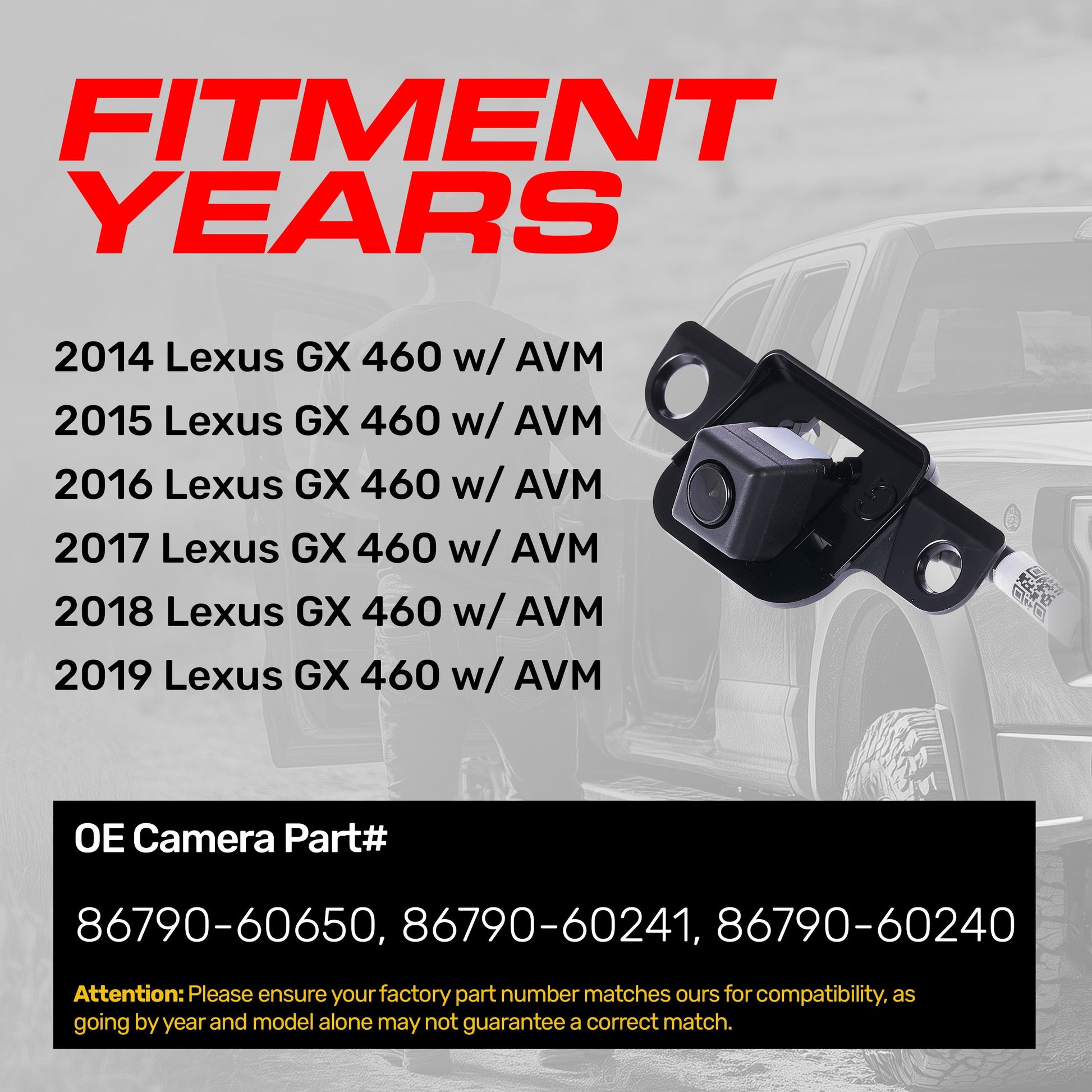 Master Tailgaters OEM backup camera for Lexus GX 460 with AVM (2014-2019), OEM replacement on Tampa Home & Garden Store