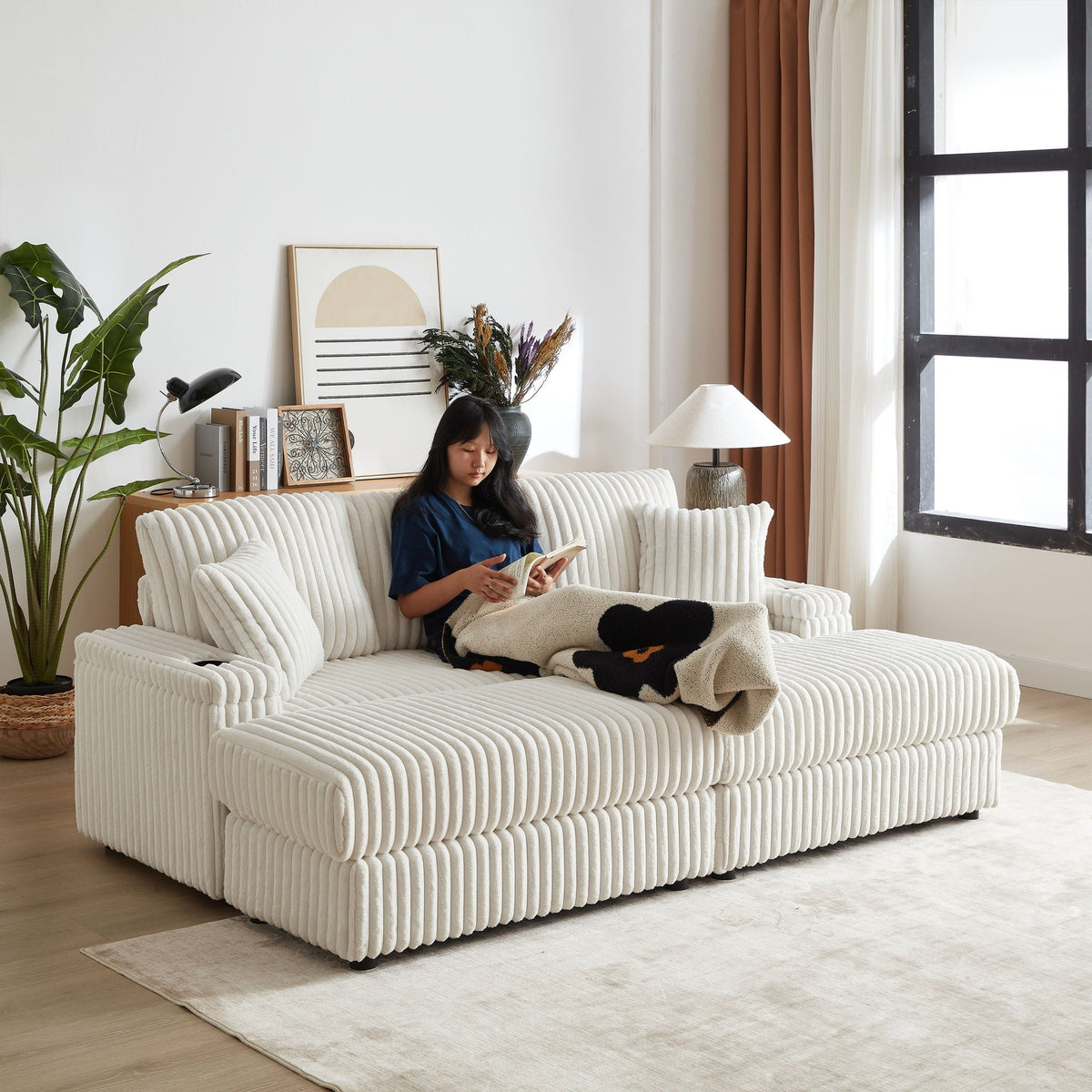 3 Seater Sofa With 2 Ottomans and Storage