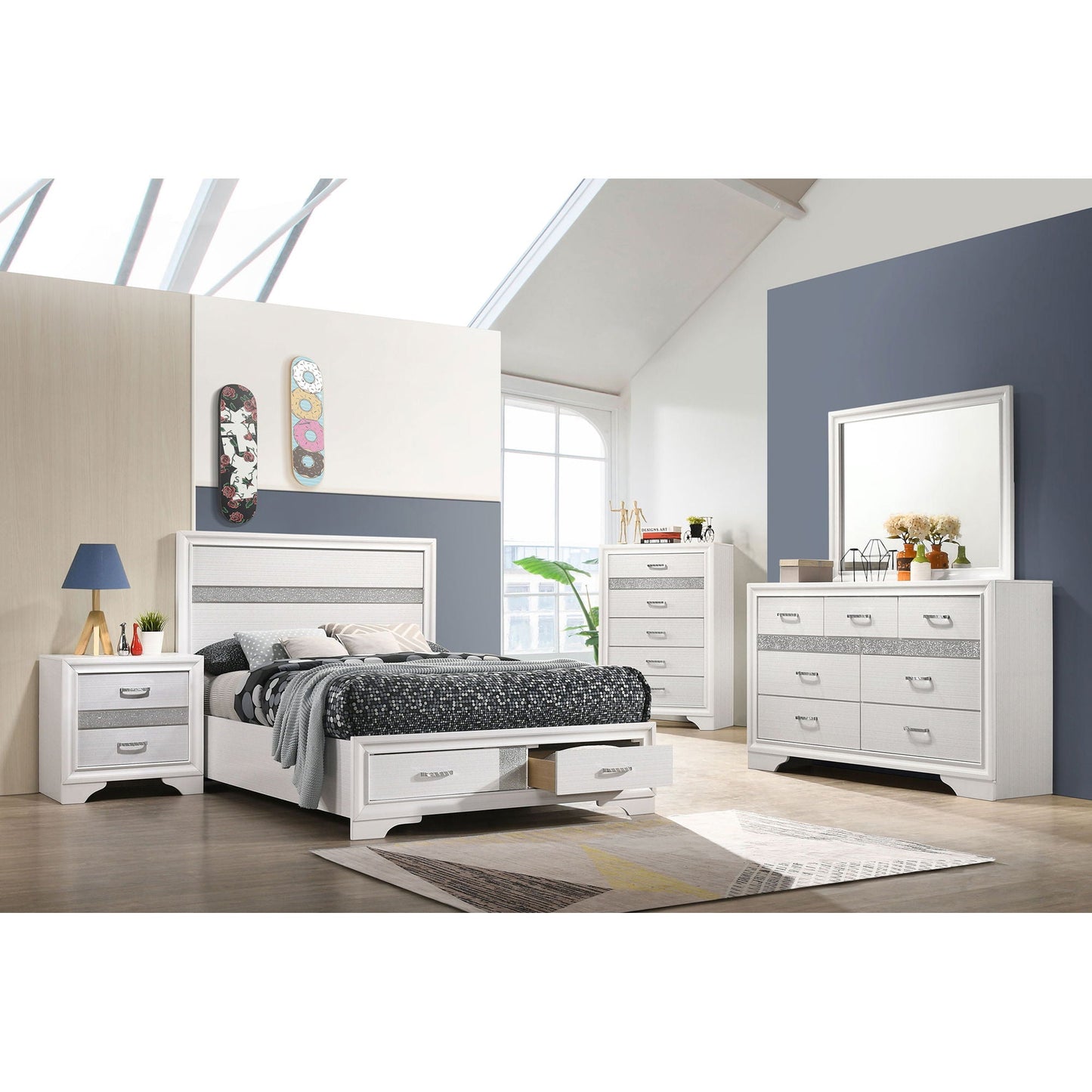 Urbana storage panel bed by HouseOfZazla in white with under-bed drawers and dressers on Tampa Home & Garden Store