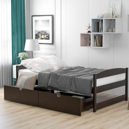 Platform bed with 2 drawers in dark wood finish, storage bed by HouseOfZazla on Tampa Home & Garden Store