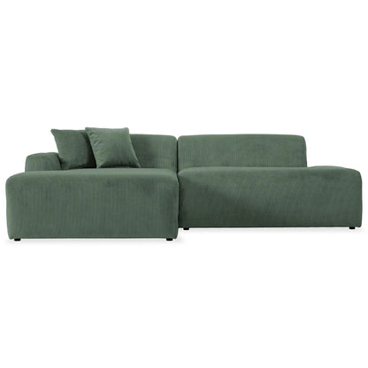 Mar high-quality stationary sectional sofa in green corduroy with cushions on Tampa Home & Garden Store