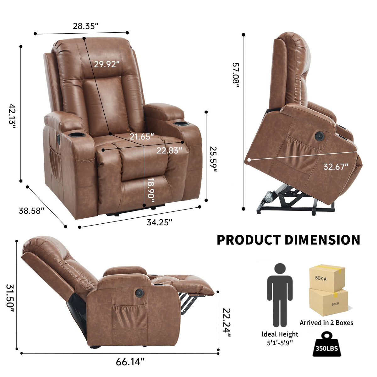 the Brown Infinite Position Power Lift Recliner