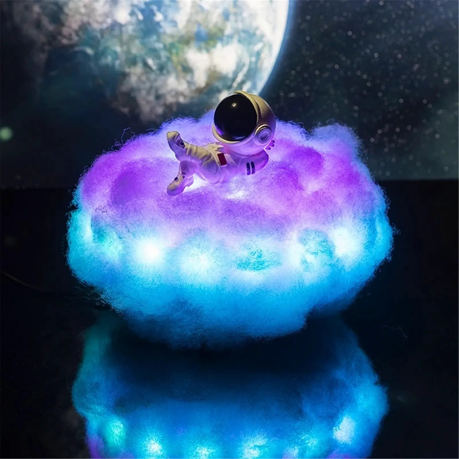 Astronaut LED lamp atop a colorful fluffy cloud with rainbow glow by FLIPSTYLEZLLC on Tampa Home & Garden Store