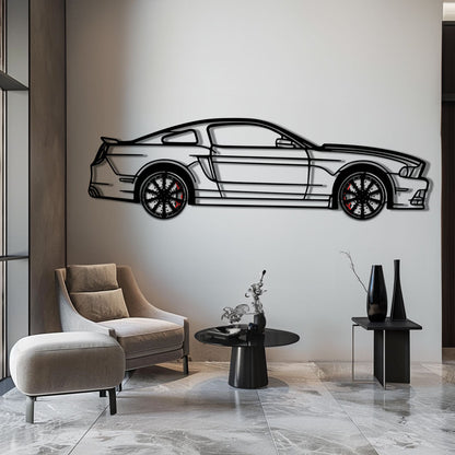 2013 Ford Mustang GT Metal Car Wall Art with Rotating Wheels - S197 Modern Muscle Silhouette - Interactive Automotive Wall Decor- KAFMEKA141 - Tampa Home & Garden Store